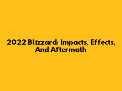 2022 Blizzard: Impacts, Effects, And Aftermath