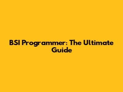 BSI Programmer: The Ultimate Guide