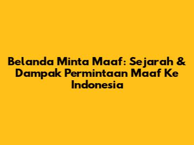 Belanda Minta Maaf: Sejarah & Dampak Permintaan Maaf Ke Indonesia