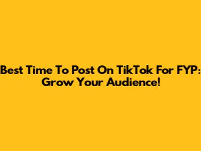 Best Time To Post On TikTok For FYP: Grow Your Audience!