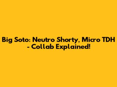 Big Soto: Neutro Shorty, Micro TDH - Collab Explained!