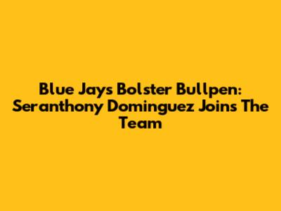 Blue Jays Bolster Bullpen: Seranthony Dominguez Joins The Team