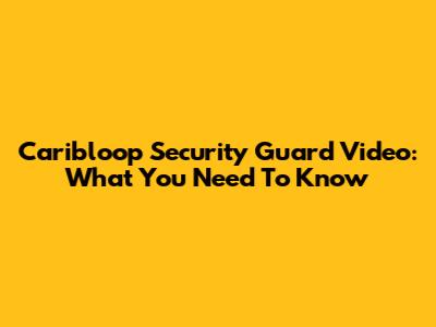 Caribloop Security Guard Video: What You Need To Know