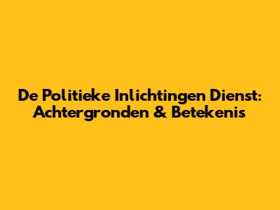 De Politieke Inlichtingen Dienst: Achtergronden & Betekenis