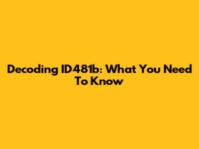 Decoding ID481b: What You Need To Know
