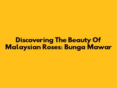 Discovering The Beauty Of Malaysian Roses: Bunga Mawar