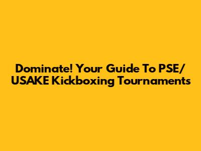 Dominate! Your Guide To PSE/USAKE Kickboxing Tournaments