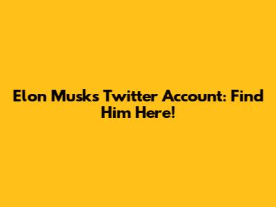 Elon Musk's Twitter Account: Find Him Here!