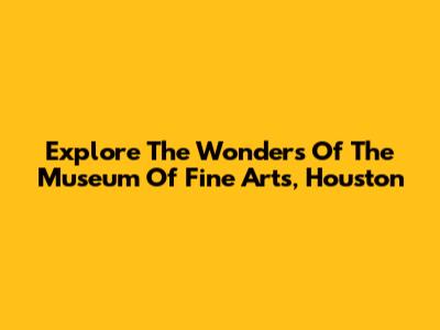 Explore The Wonders Of The Museum Of Fine Arts, Houston