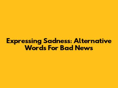 Expressing Sadness: Alternative Words For Bad News