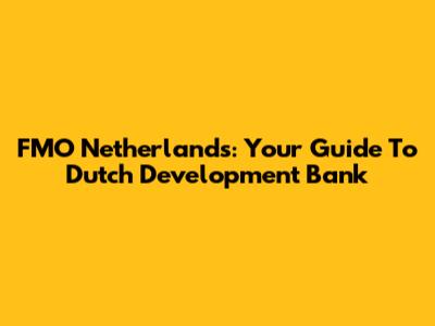 FMO Netherlands: Your Guide To Dutch Development Bank