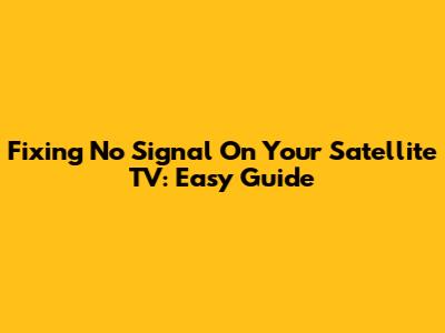 Fixing 'No Signal' On Your Satellite TV: Easy Guide