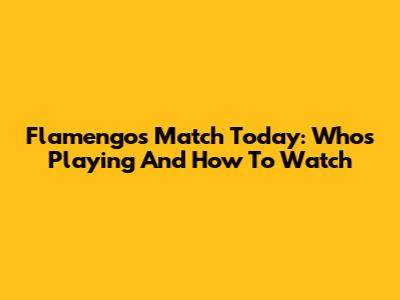 Flamengo's Match Today: Who's Playing And How To Watch