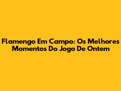 Flamengo Em Campo: Os Melhores Momentos Do Jogo De Ontem