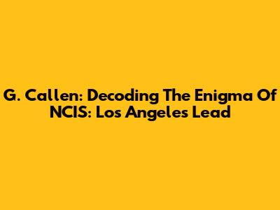 G. Callen: Decoding The Enigma Of NCIS: Los Angeles' Lead