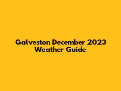 Galveston December 2023 Weather Guide