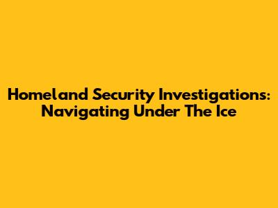 Homeland Security Investigations: Navigating Under The Ice