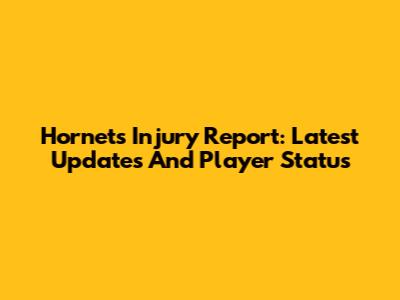 Hornets Injury Report: Latest Updates And Player Status