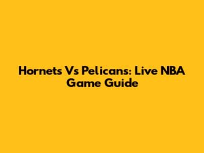 Hornets Vs Pelicans: Live NBA Game Guide