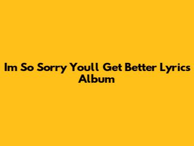 I'm So Sorry You'll Get Better Lyrics Album