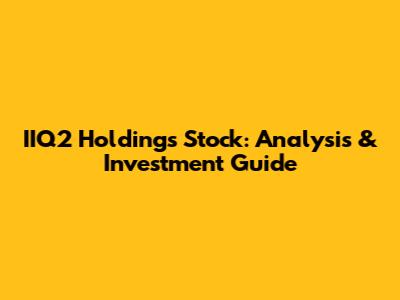 IIQ2 Holdings Stock: Analysis & Investment Guide