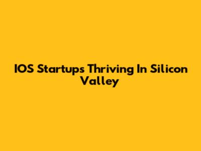 IOS Startups Thriving In Silicon Valley