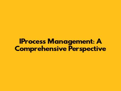 IProcess Management: A Comprehensive Perspective