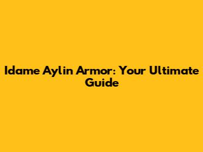 Idame Aylin Armor: Your Ultimate Guide