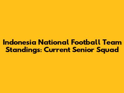 Indonesia National Football Team Standings: Current Senior Squad