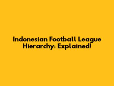 Indonesian Football League Hierarchy: Explained!