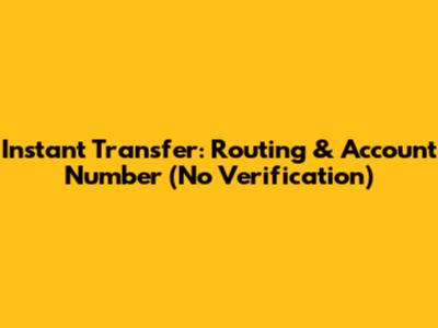 Instant Transfer: Routing & Account Number (No Verification)