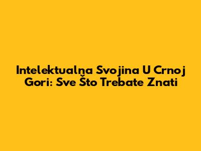 Intelektualna Svojina U Crnoj Gori: Sve Što Trebate Znati