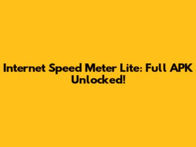 Internet Speed Meter Lite: Full APK Unlocked!