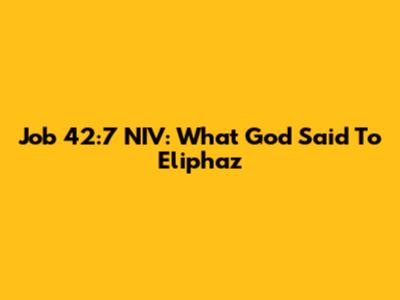 Job 42:7 NIV: What God Said To Eliphaz