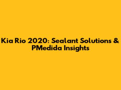 Kia Rio 2020: Sealant Solutions & PMedida Insights