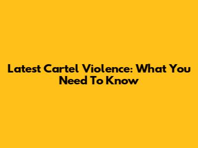 Latest Cartel Violence: What You Need To Know