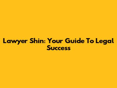 Lawyer Shin: Your Guide To Legal Success