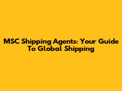 MSC Shipping Agents: Your Guide To Global Shipping