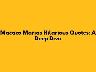Macaco Maria's Hilarious Quotes: A Deep Dive