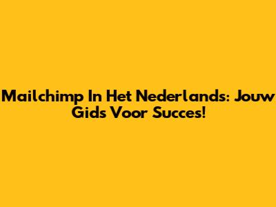 Mailchimp In Het Nederlands: Jouw Gids Voor Succes!