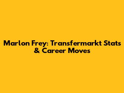 Marlon Frey: Transfermarkt Stats & Career Moves