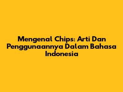 Mengenal 'Chips': Arti Dan Penggunaannya Dalam Bahasa Indonesia