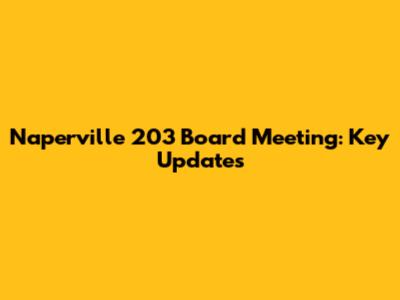 Naperville 203 Board Meeting: Key Updates