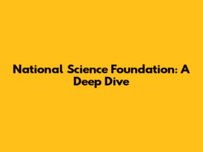 National Science Foundation: A Deep Dive