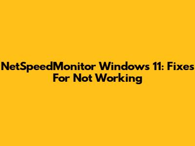 NetSpeedMonitor Windows 11: Fixes For "Not Working"