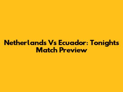 Netherlands Vs Ecuador: Tonight's Match Preview