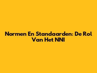 Normen En Standaarden: De Rol Van Het NNI