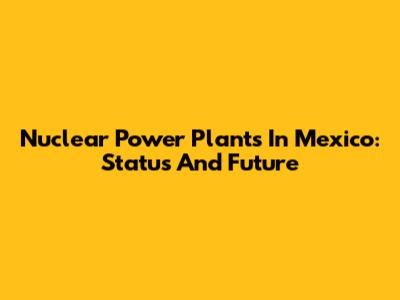 Nuclear Power Plants In Mexico: Status And Future
