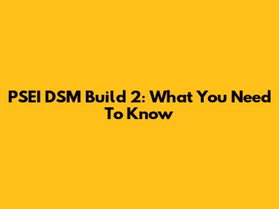 PSEI DSM Build 2: What You Need To Know