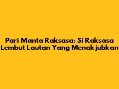 Pari Manta Raksasa: Si Raksasa Lembut Lautan Yang Menakjubkan